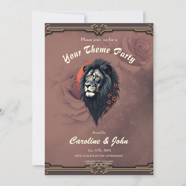 Convites Strength and delicacy united, a black lion (Frente)