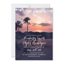 String Lights Beach Palms Sunset Wedset
