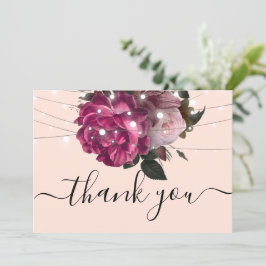 Convites String Lights Burgundy Flowers te obrigado
