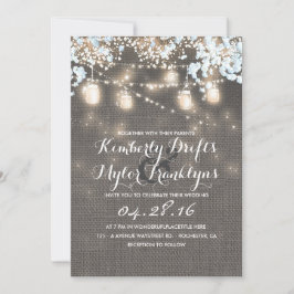 Convites String Lights Mason Jars Rustic Burlap Weding