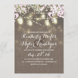 Convites String Lights Mason Jars Rustic Burlap Weding