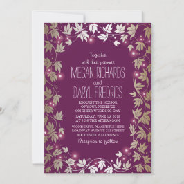 Convites String Lights Plum e Dourado Casamento de Jardim