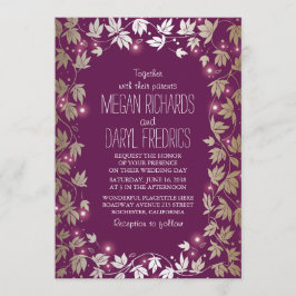 Convites String Lights Plum e Dourado Casamento de Jardim