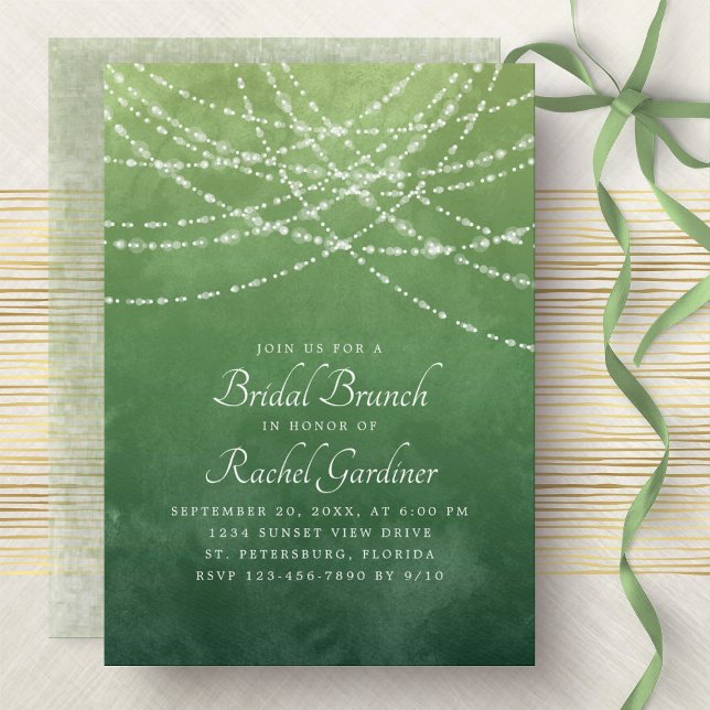 Convites String Lights Sage Green Bridal Brunch (Criador carregado)