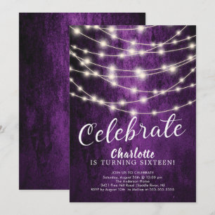 Convites String Lights Sweet 16th Birthday Invitation