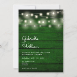 Convites String Luz Rustic Green Wood Casamento