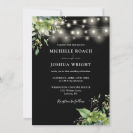 Convites String Luz Verde Casamento Preto E Branco