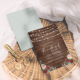 Convites String Luzes Eucalyptus & Burgundy Casamento Flora