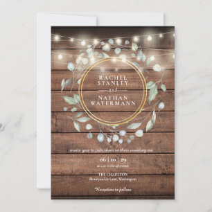Convites String Luzes Rustic Barn Wood Greenery Casamento