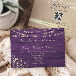 Convites String Luzes Rústicas Casamento Roxo Tudo em Um