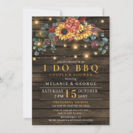 Convites String Luzes Sunflower I DO CHURRASCO Casal Chá