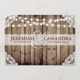 Convites String of Lights - White Lace Wedding Invitation