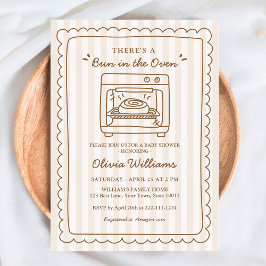Convites Stripe Bun in the Oven Baby Shower Invitation
