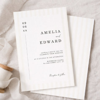 Convites Stripe Elegant Typography Modern Minimal Wedding