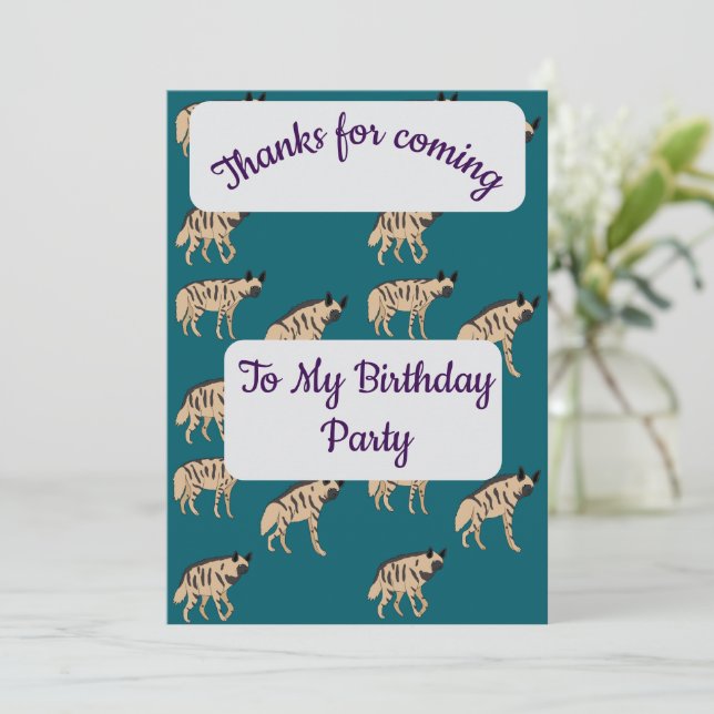 Convites Striped Hyenas Thank you Card (Em pé/Frente)