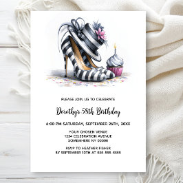 Convites Striped Stiletto Shoes Birthday Party