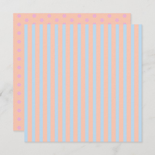 Convites Stripes e flores do arco-íris de Pastel para impre (Frente/Verso)