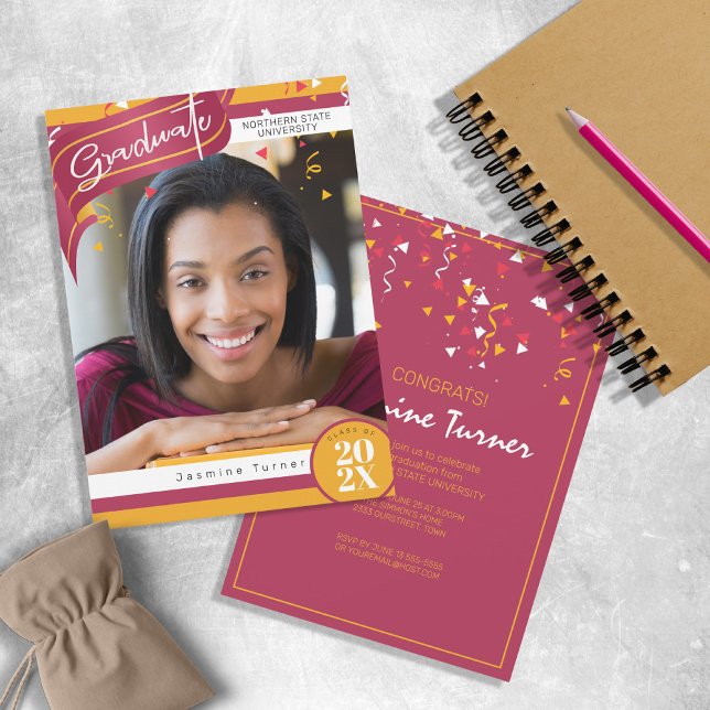 Convites Stripes e requeijão Vermelho/Dourado ID890 (Criador carregado)