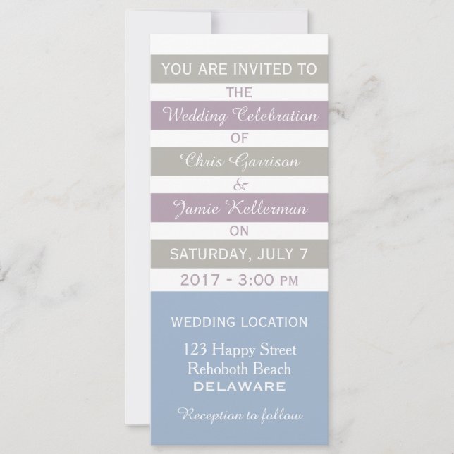 Convites Stripes: introdução personalizada de casamento (Frente)
