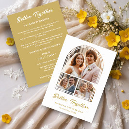 Convites Stylish Arch 3 Photos Elegant Wedding Anniversary