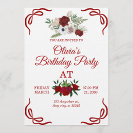 Convites Stylish Floral Birthday Invitation Card