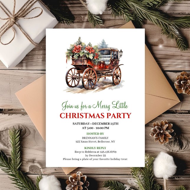 Convites Stylish holiday scene watercolor invitation (Stylish holiday scene watercolor invitation)