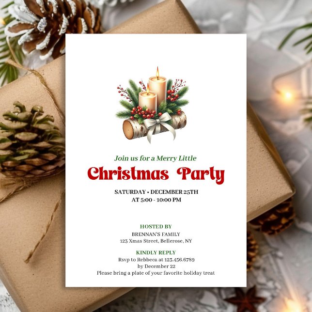 Convites Stylish Holly Berries Christmas Invite Card (Stylish Holly Berries Christmas Invite Card)