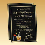 Convites Stylish Modern Black & Gold 50th Birthday Party<br><div class="desc">This Stylish Modern Black & Gold 50th Birthday Party Invitation can be fully personalized. It has both a touch of humor and more than a touch of class . . and is ready to set the stage for this special evening. The colors and year can also be changed. Any design...</div>