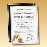 Convites Stylish Modern Black & Gold 50th Birthday Party<br><div class="desc">This Stylish Modern Black & Gold 50th Birthday Party Invitation can be fully personalized. It has both a touch of humor and more than a touch of class . . and is ready to set the stage for this special evening. The colors and year can also be changed. Any design...</div>