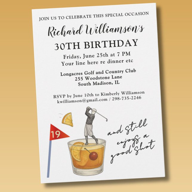 Convites Stylish Modern Golf Humorous 30th Birthday Party (Criador carregado)