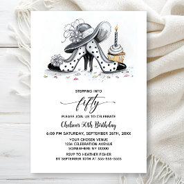 Convites Stylish Polka Dot High Heel Shoes 50th Birthday