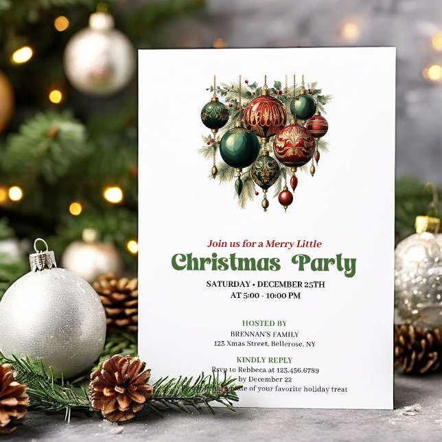 Convites Stylish retro Christmas decoration party invite (Stylish retro Christmas decoration party invite)
