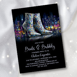 Convites Stylish Sequin Boots and Bubbly Bridal Shower