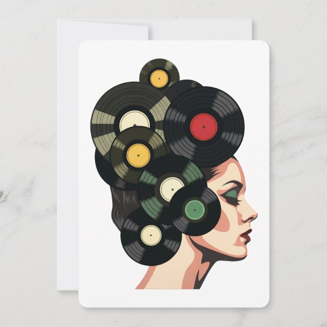Convites Stylized Retro Vinyl Record Poster Art (Frente)