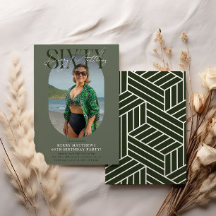 Convites Stylsih Oval Photo & Signature 60th Birthday