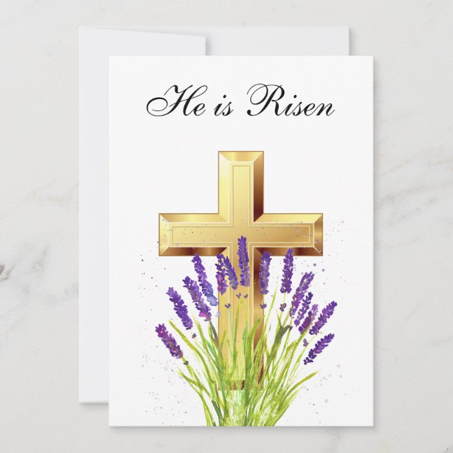 Convites Sua é Risen Watercolor Páscoa Cross (Frente)