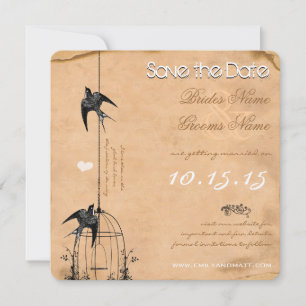 Convites Sua Foto Gaiola de Pássaro Damask Casamento Save t