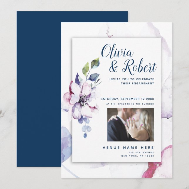 Convites Sua foto: Watercolor Apple Blossoms (Frente/Verso)