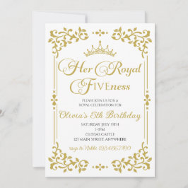 Convites Sua Real Noite Dourada Princesa 5 Aniversário