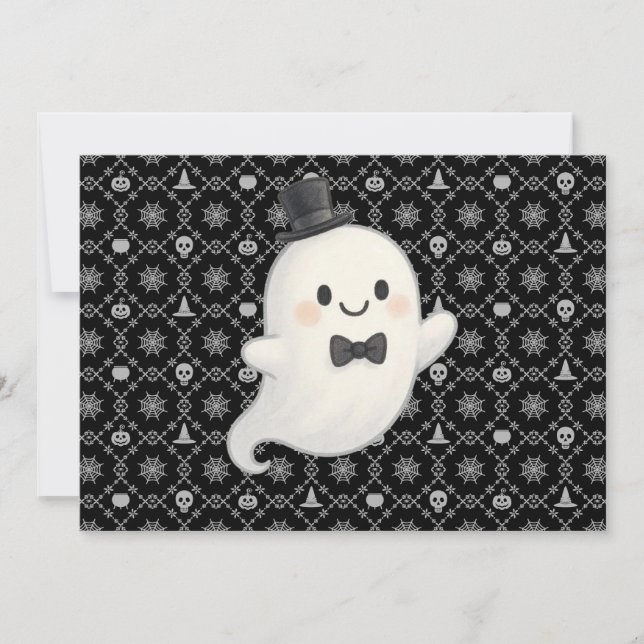 Convites Suave animação fantasma Halloween (Frente)