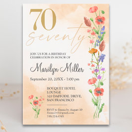 Convites Suave Aniversário de 70 anos de Flor Silvestre Par