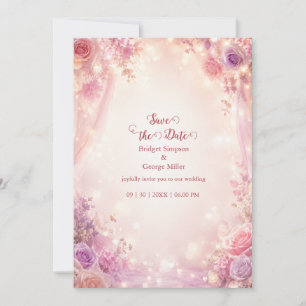Convites Suave Brilho de Noiva Floral Romântica
