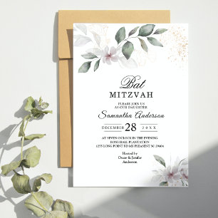 Convites Suave Folhas e Flores de Aquarela Greenery Doura