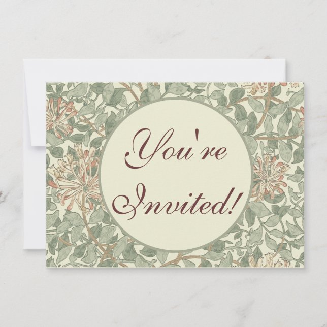 Convites Suave Verde Antigo William Morris Madressilva (Frente)