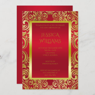 Convites Suavidades Douradas e Festa de aniversário vermelh