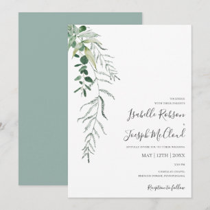 Convites Succulent Greenery   Casamento Casual Verde Sage