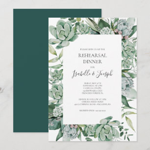 Convites Succulent Greenery   Janto de ensaio verde escuro