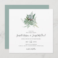 Succulent Greenery | Sage Green Square Wedding