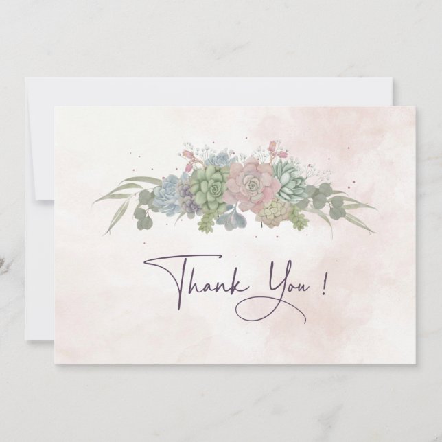 Convites Succulent Wedding Thankyou Card (Frente)