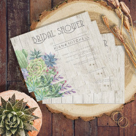 Convites Succulents and Rustic Wood Chá de panela ID515